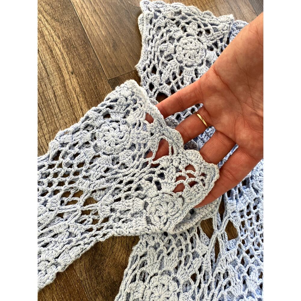 Y2K Crochet Long Sleeve Top - Baby Blue - Women's Small - Picture 4 of 8